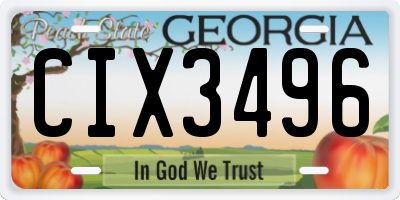 GA license plate CIX3496