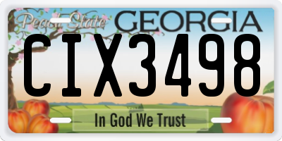 GA license plate CIX3498