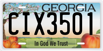 GA license plate CIX3501