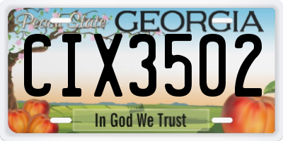 GA license plate CIX3502