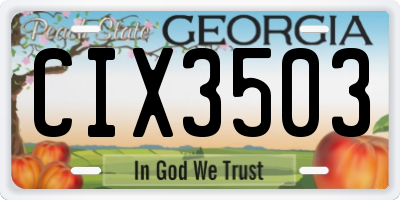 GA license plate CIX3503