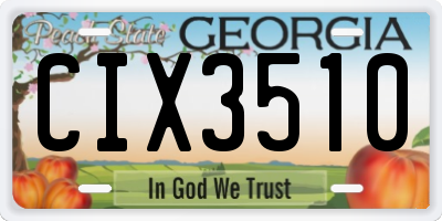 GA license plate CIX3510