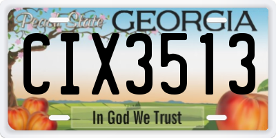GA license plate CIX3513