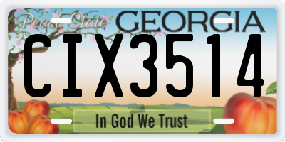 GA license plate CIX3514