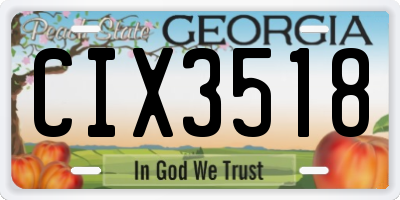 GA license plate CIX3518