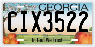 GA license plate CIX3522