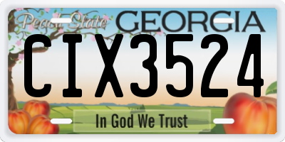 GA license plate CIX3524
