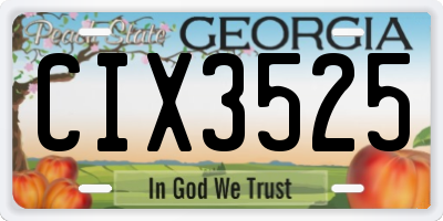 GA license plate CIX3525