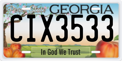 GA license plate CIX3533