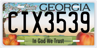 GA license plate CIX3539
