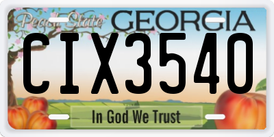 GA license plate CIX3540