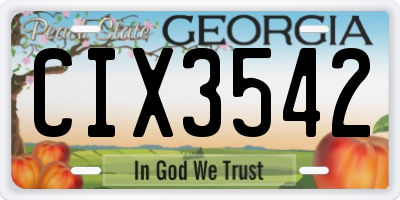GA license plate CIX3542