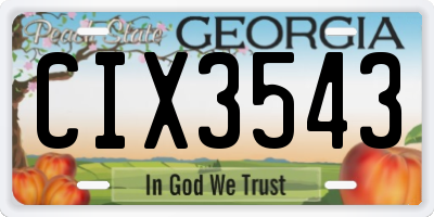 GA license plate CIX3543