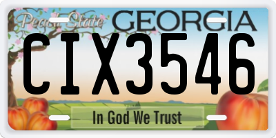 GA license plate CIX3546