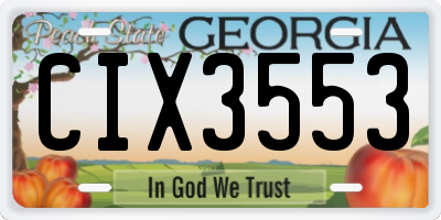 GA license plate CIX3553