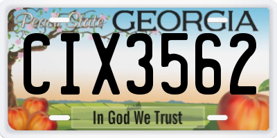 GA license plate CIX3562