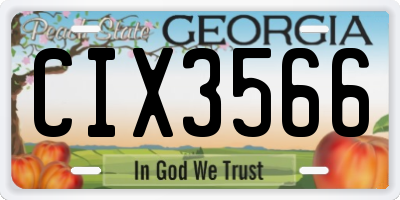 GA license plate CIX3566
