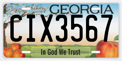 GA license plate CIX3567