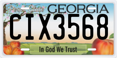 GA license plate CIX3568