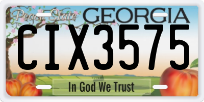 GA license plate CIX3575
