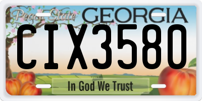 GA license plate CIX3580