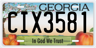 GA license plate CIX3581