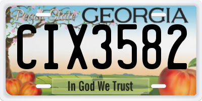 GA license plate CIX3582