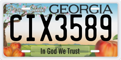 GA license plate CIX3589