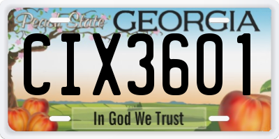 GA license plate CIX3601