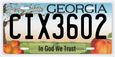 GA license plate CIX3602