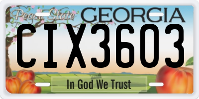 GA license plate CIX3603