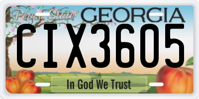 GA license plate CIX3605