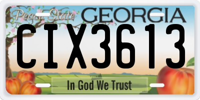 GA license plate CIX3613