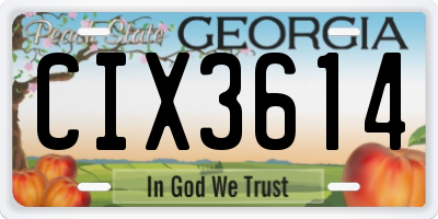 GA license plate CIX3614
