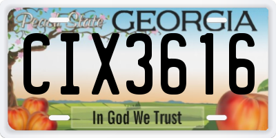 GA license plate CIX3616