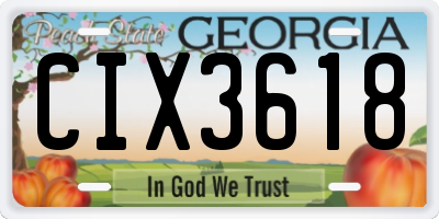 GA license plate CIX3618