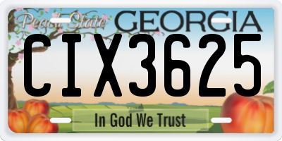 GA license plate CIX3625