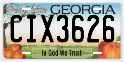 GA license plate CIX3626