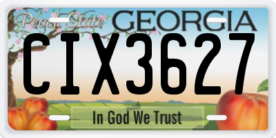 GA license plate CIX3627