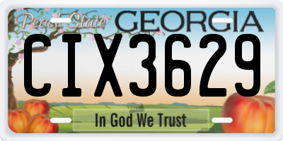 GA license plate CIX3629