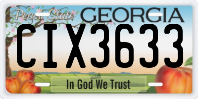 GA license plate CIX3633