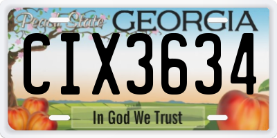 GA license plate CIX3634