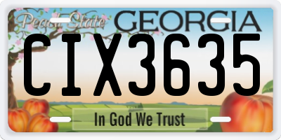 GA license plate CIX3635