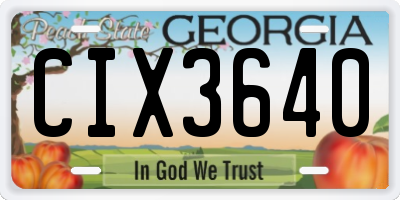 GA license plate CIX3640