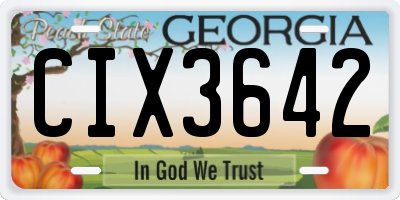 GA license plate CIX3642