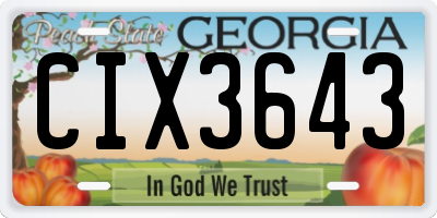 GA license plate CIX3643