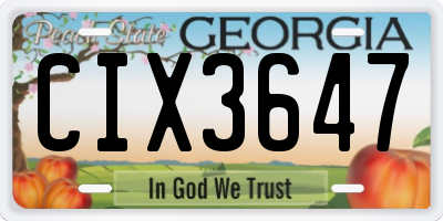 GA license plate CIX3647