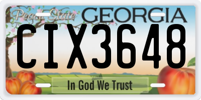 GA license plate CIX3648