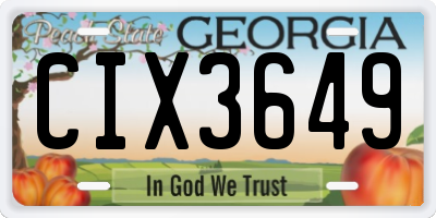 GA license plate CIX3649