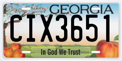 GA license plate CIX3651
